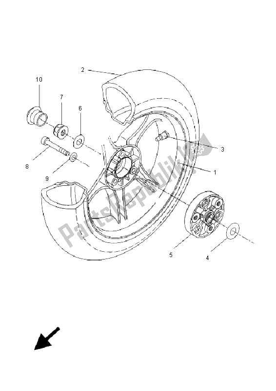 All parts for the Rear Wheel of the Yamaha YQ 50 Aerox 2009