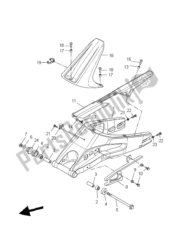 All parts for the Rear Arm of the Yamaha YZF R 125 2009