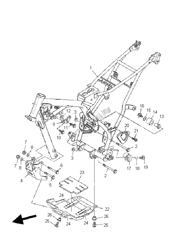 Tutte le parti per il Telaio del Yamaha TT R 125 SW LW 2007