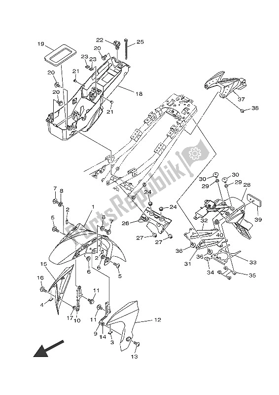 All parts for the Fender of the Yamaha MT-07 700 2016