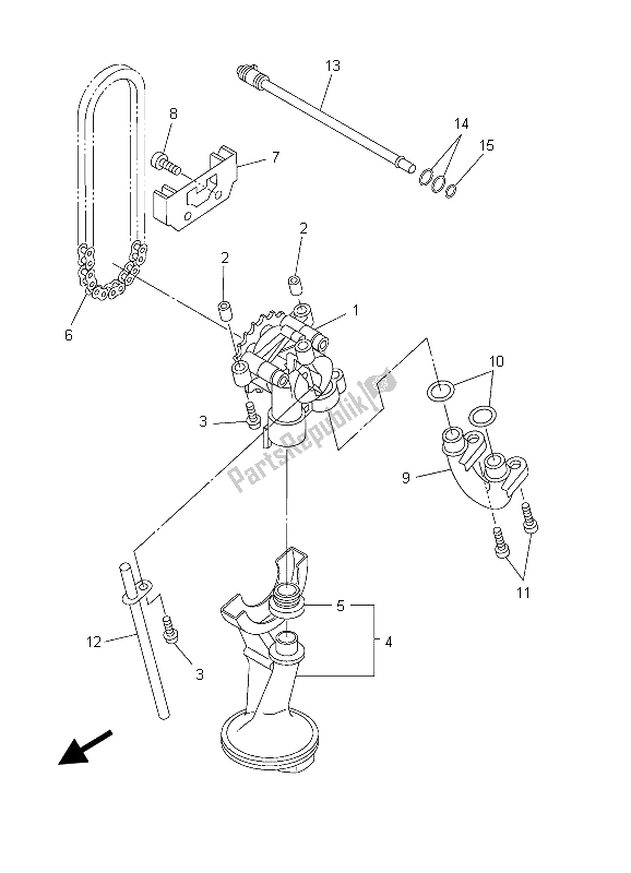 All parts for the Oil Pump of the Yamaha YZF R6 600 2003