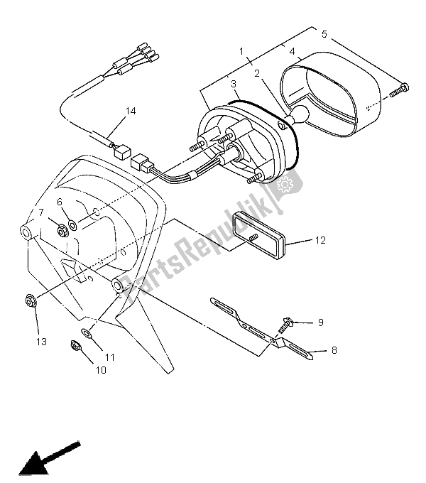 All parts for the Taillight of the Yamaha XVS 650 Dragstar 1998
