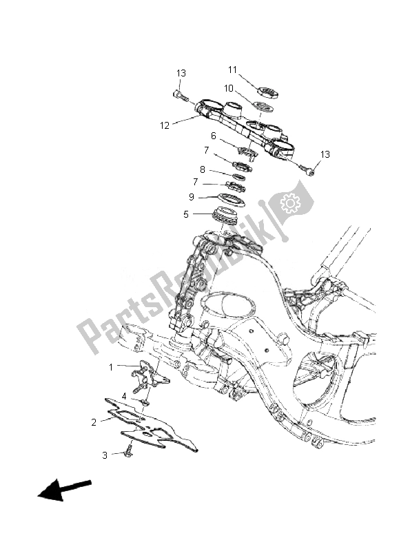 All parts for the Steering of the Yamaha XP 500 T MAX 2010