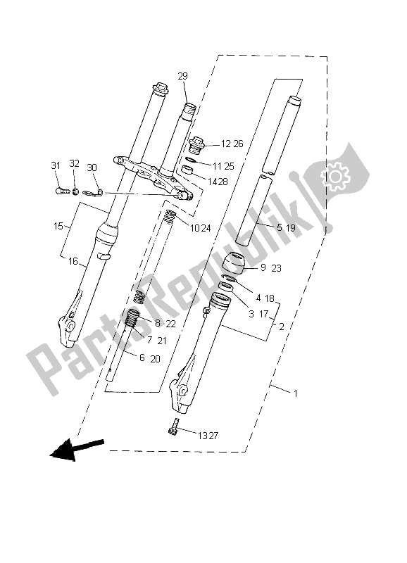 All parts for the Front Fork of the Yamaha PW 80 2002