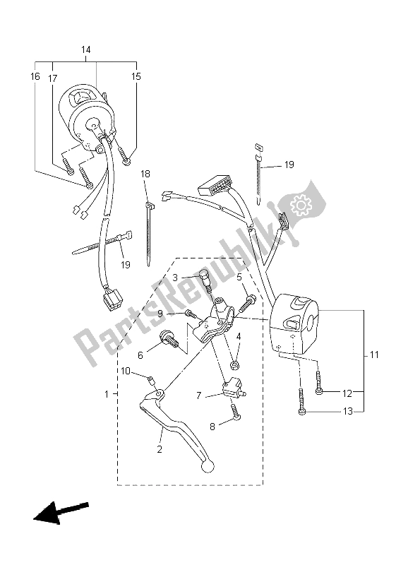 All parts for the Handle Switch & Lever of the Yamaha FZ6 S 600 2004
