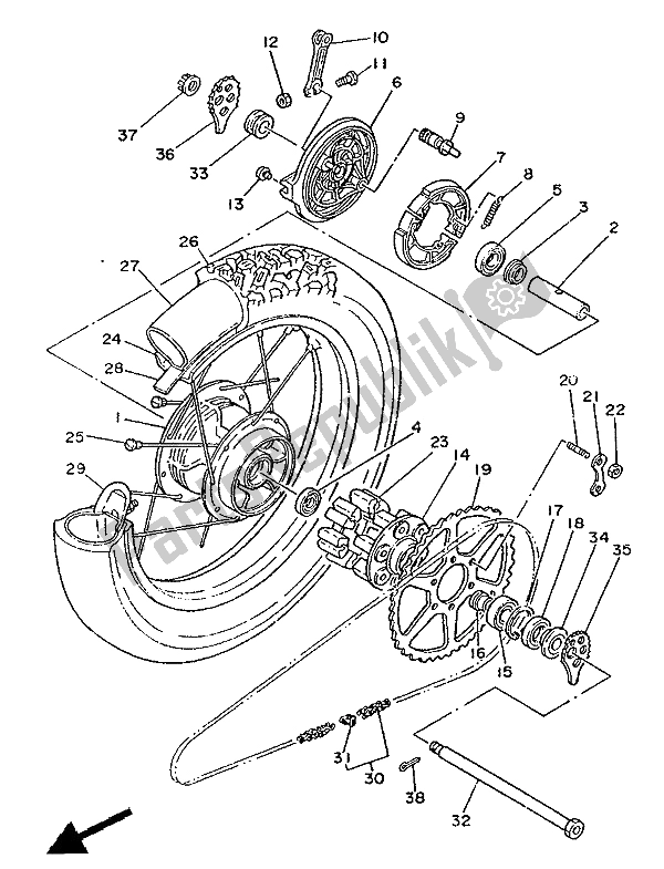 Todas las partes para Rueda Trasera de Yamaha XT 350 1986