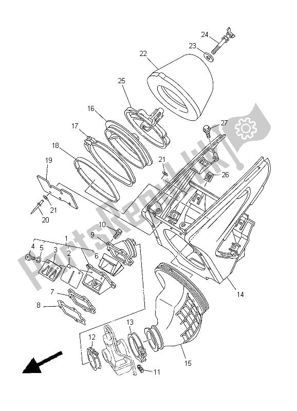 All parts for the Intake of the Yamaha YZ 250 2012