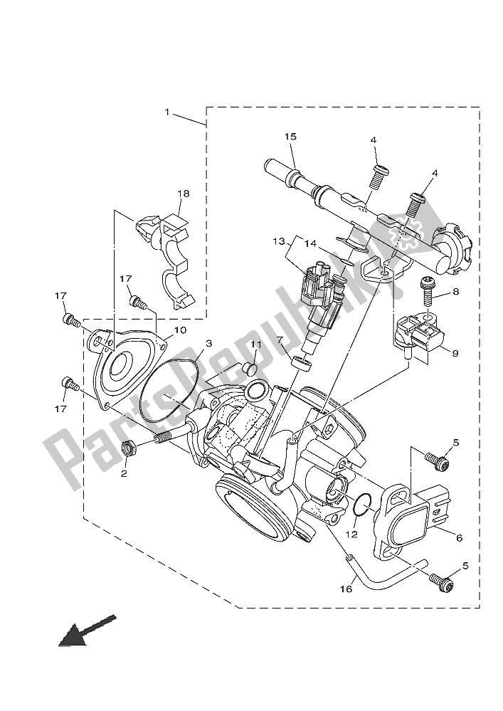 Toutes les pièces pour le Corps De Papillon Assy 1 du Yamaha YFM 700 Fwbd Kodiak EPS SE 2016