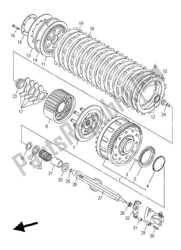 All parts for the Clutch of the Yamaha VMX 17 1700 2009