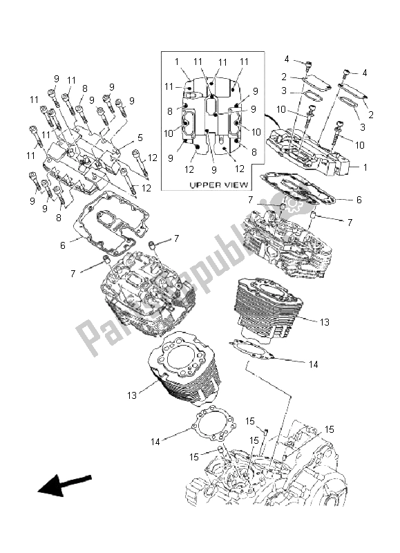 All parts for the Cylinder of the Yamaha MT 01S 1670 2009