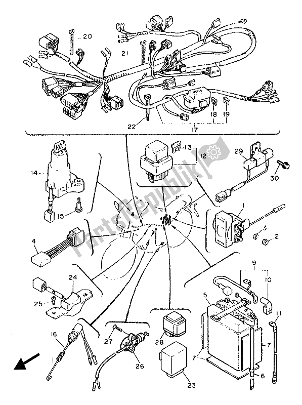 All parts for the Electrical 2 of the Yamaha FZ 750 1987