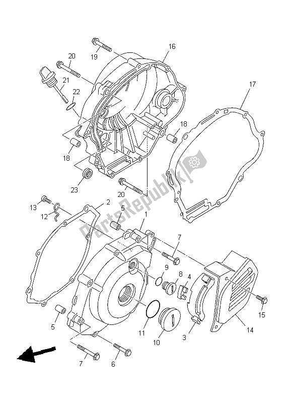 All parts for the Crankcase Cover 1 of the Yamaha TT R 125 SW LW 2004