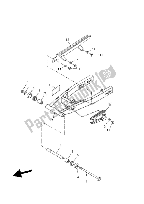 All parts for the Rear Arm of the Yamaha WR 125R 2010 All parts for the Rear Arm of the Yamaha WR 125R 2010