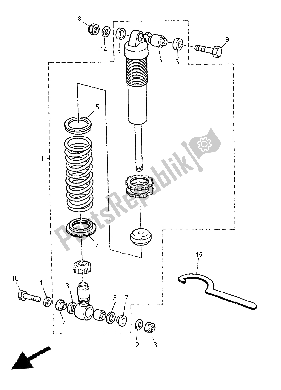 All parts for the Rear Suspension of the Yamaha TT 600E 1996