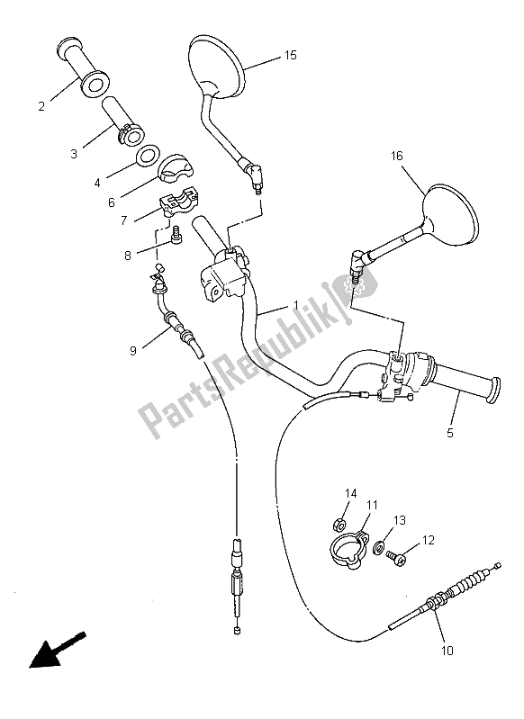 All parts for the Steering Handle & Cable of the Yamaha SR 125 1997