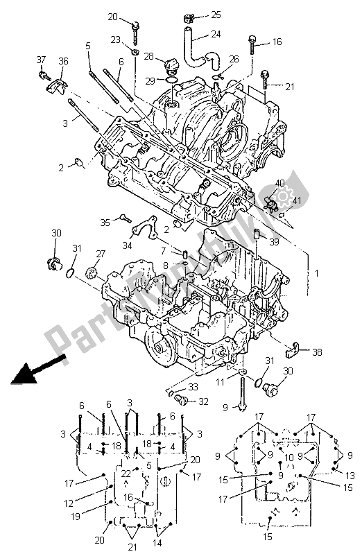 Todas as partes de Bloco Do Motor do Yamaha GTS 1000 1998