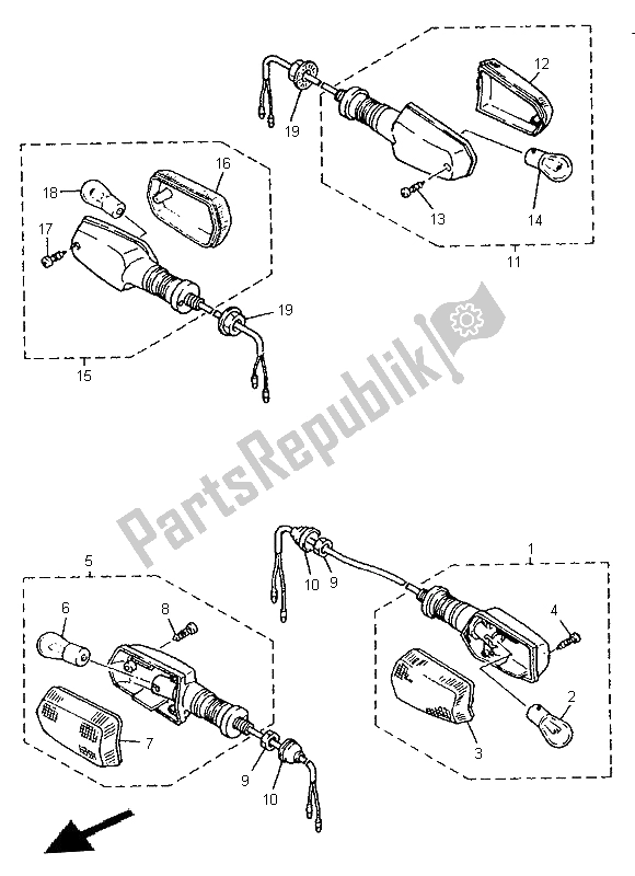 Todas las partes para Luz Intermitente de Yamaha XJ 900S Diversion 1996