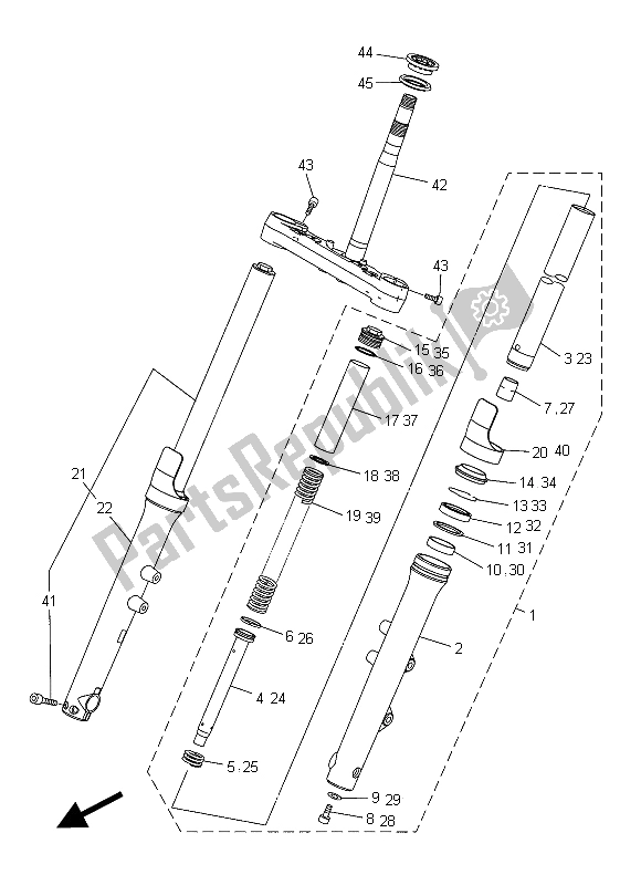 All parts for the Front Fork of the Yamaha XVS 1300 CU 2015