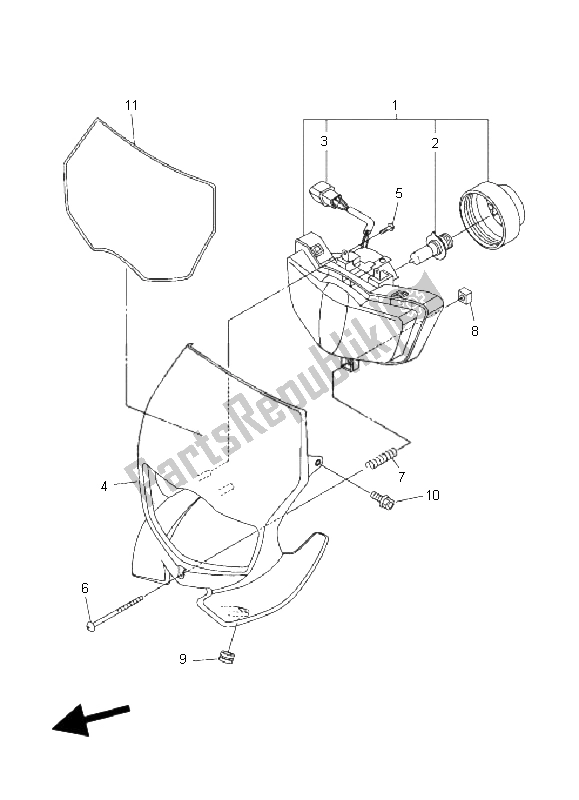 All parts for the Headlight of the Yamaha WR 250F 2008