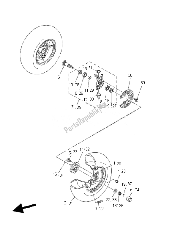 Tutte le parti per il Ruota Anteriore del Yamaha YFM 350 Grizzly 2X4 2007