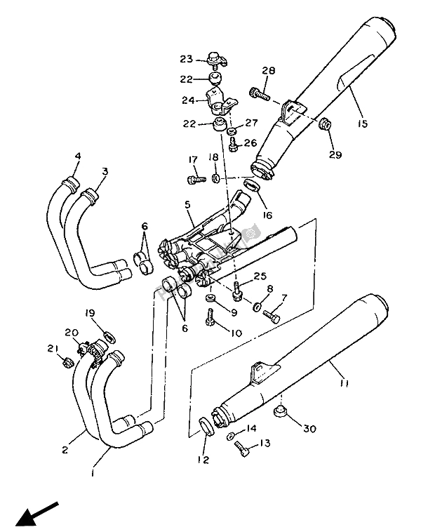 Toutes les pièces pour le échappement du Yamaha XJ 900 1990