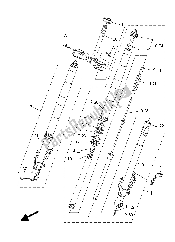 All parts for the Front Fork of the Yamaha XT 1200 ZE 2015