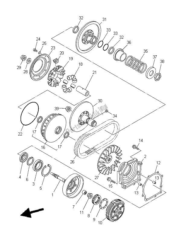 All parts for the Clutch of the Yamaha YFM 700 Fwad Grizzly 4X4 2014