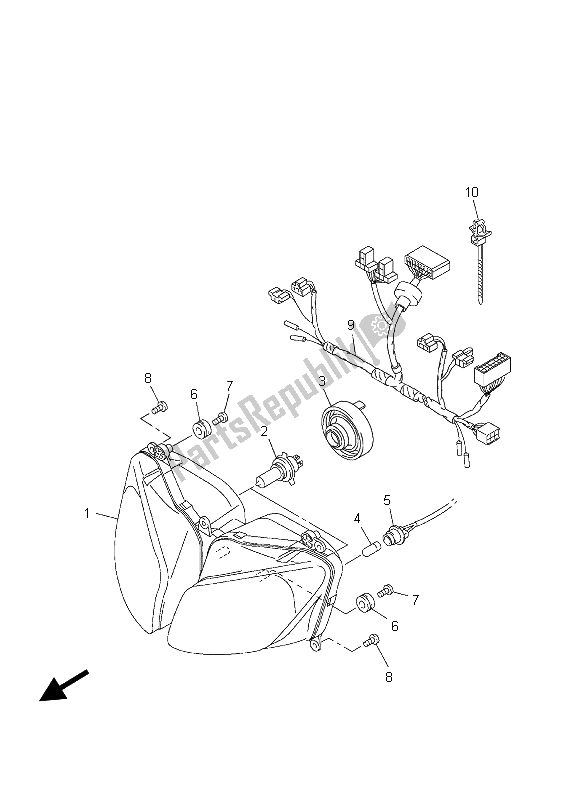 All parts for the Headlight of the Yamaha FZS 600 Fazer 2003