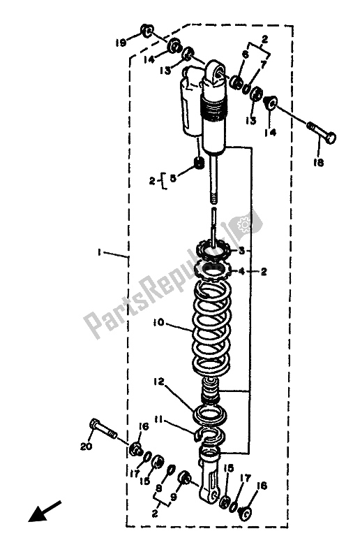 Toutes les pièces pour le Suspension Arrière du Yamaha YZ 125F LC 1994