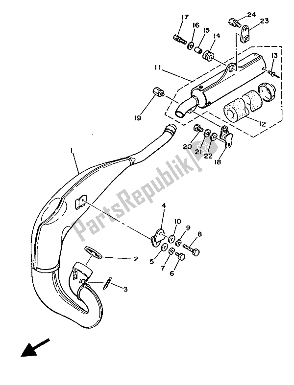 Toutes les pièces pour le échappement du Yamaha YZ 250 1986