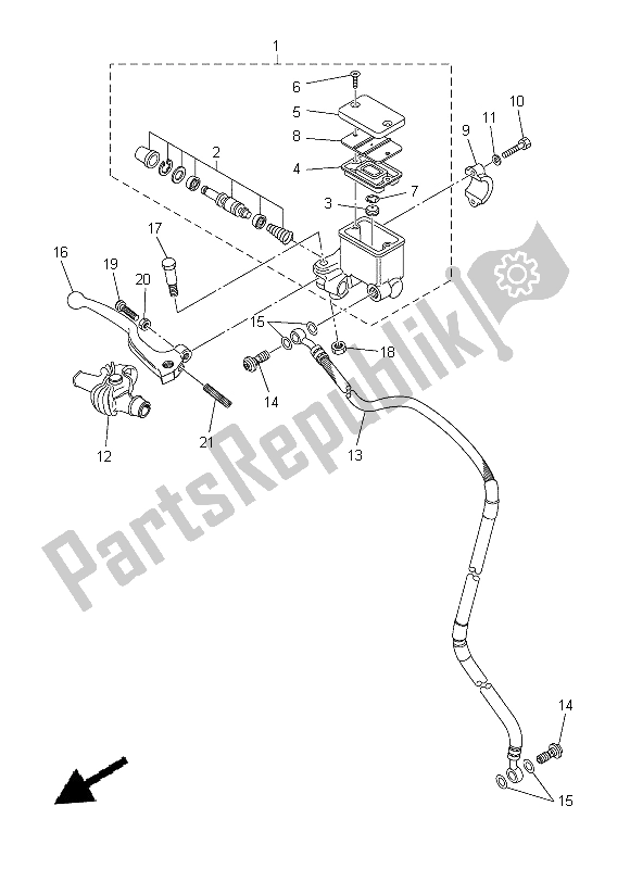 All parts for the Front Master Cylinder of the Yamaha WR 250R 2015