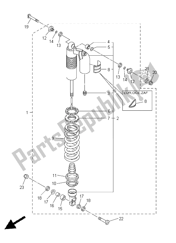 All parts for the Rear Suspension of the Yamaha YZ 450F 2015