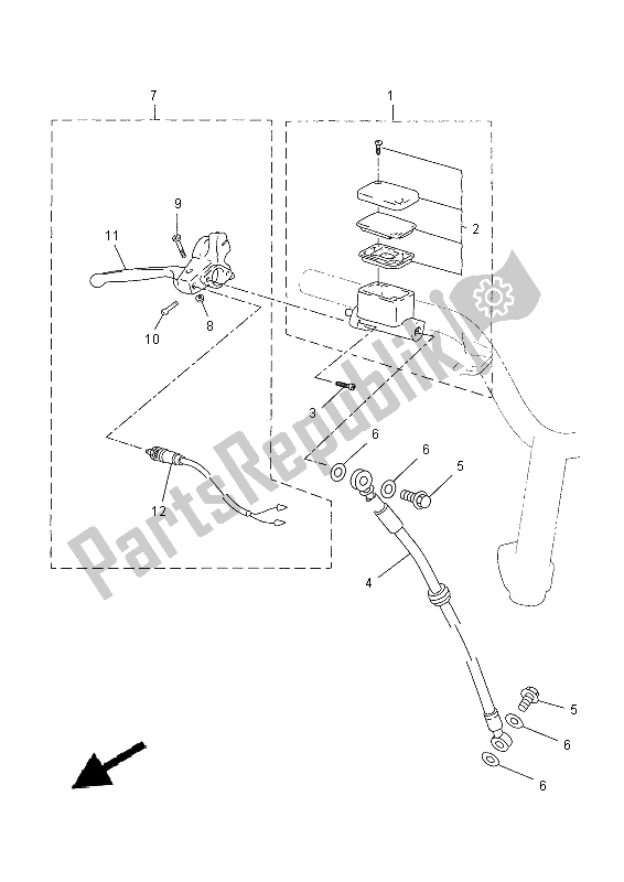 All parts for the Front Master Cylinder of the Yamaha CS 50M 2015