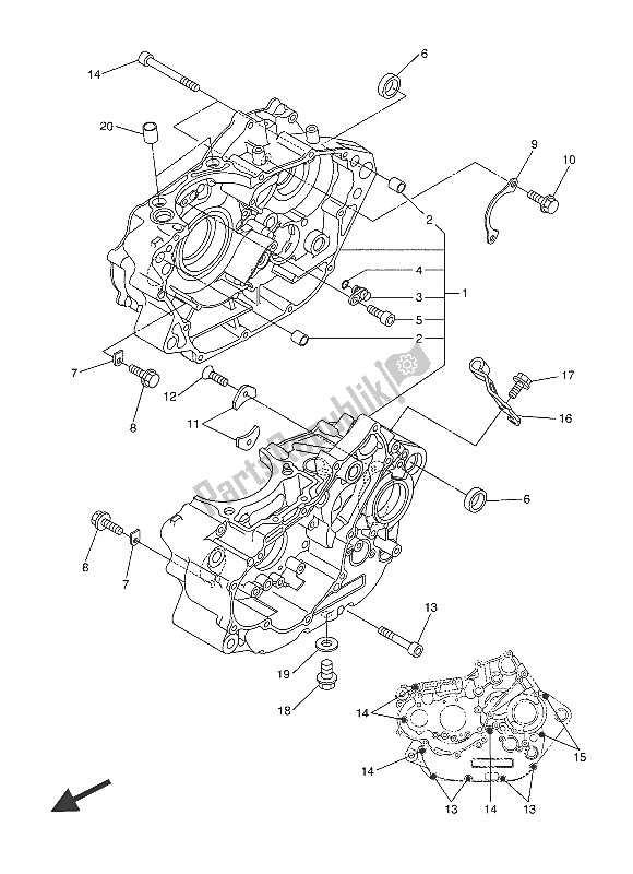 All parts for the Crankcase of the Yamaha WR 250R 2016