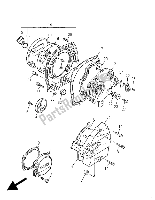 All parts for the Crankcase Cover 1 of the Yamaha XJR 1300 SP 1999