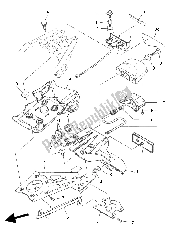 All parts for the Taillight of the Yamaha WR 250X 2008