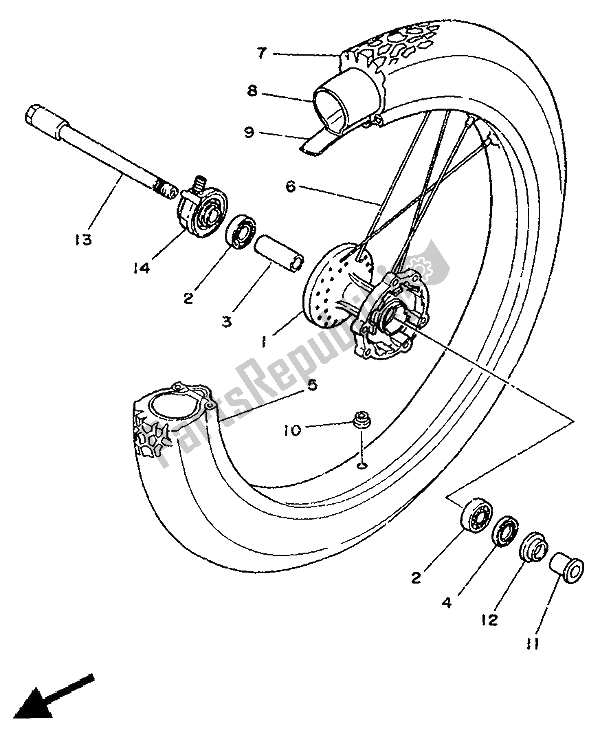 Toutes les pièces pour le Roue Avant du Yamaha DT 125R 1994