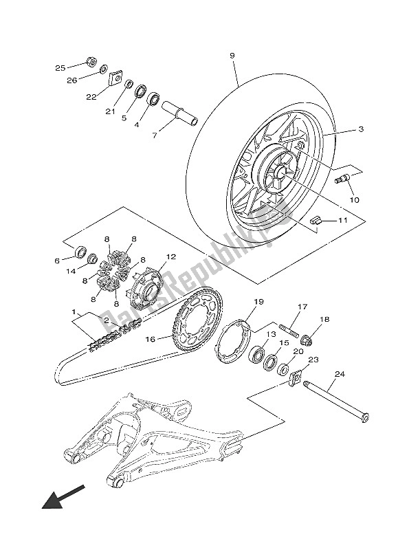 Tutte le parti per il Ruota Posteriore del Yamaha MT 09A 900 2016