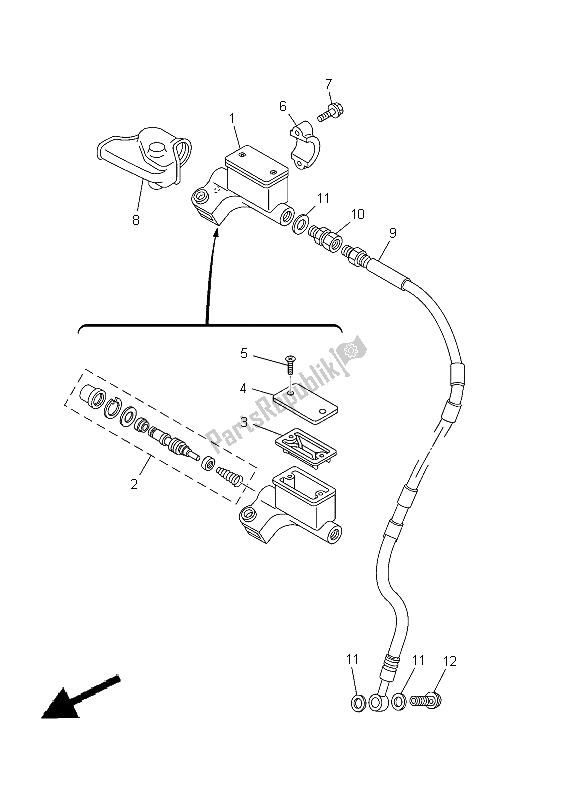 All parts for the Front Master Cylinder of the Yamaha TT R 125E SW LW 2012