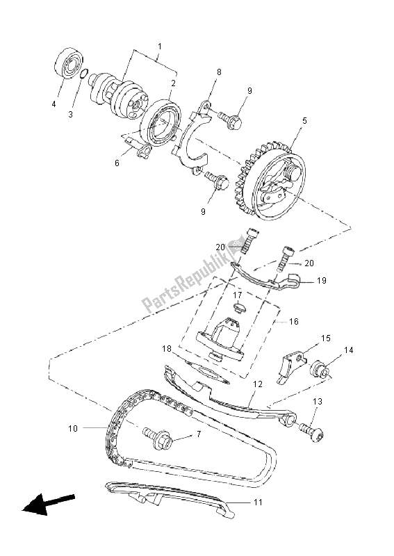 Tutte le parti per il Albero A Camme E Catena del Yamaha YZF R 125 2011