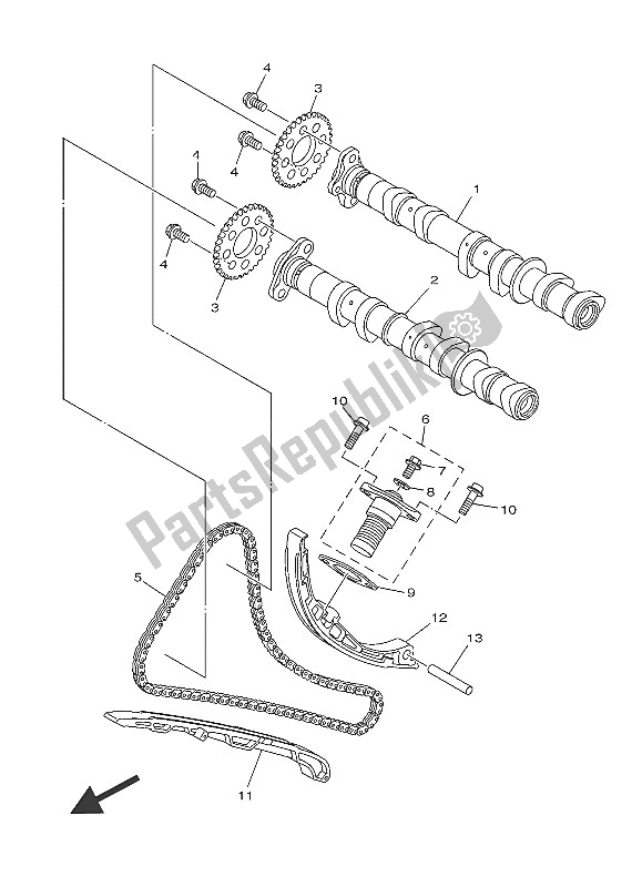 All parts for the Camshaft & Chain of the Yamaha XSR 900 2016