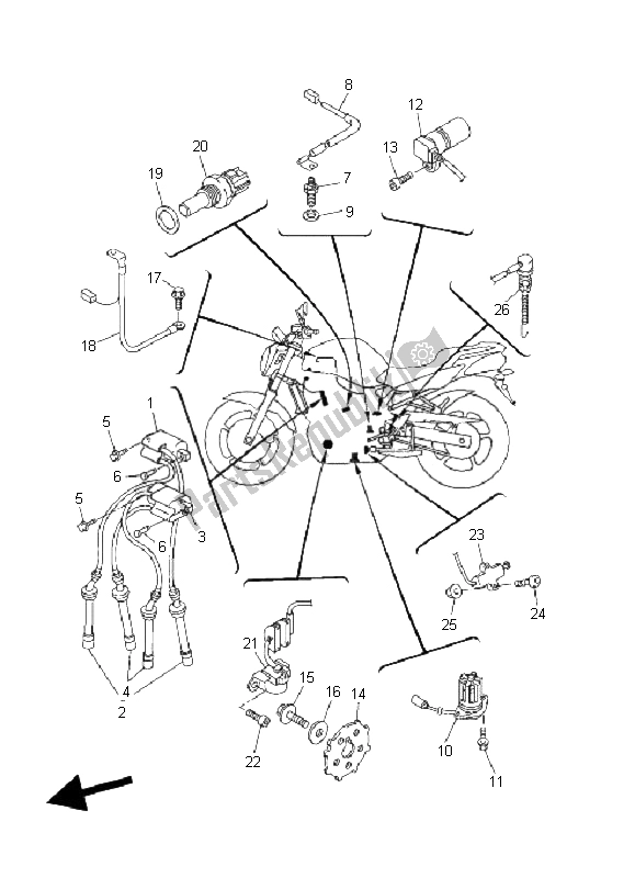 Toutes les pièces pour le électrique 1 du Yamaha FZ6 N Fazer 600 2006