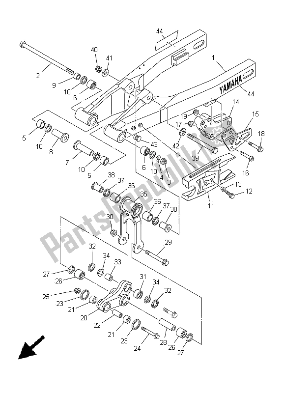 Tutte le parti per il Braccio Posteriore del Yamaha YZ 85 SW LW 2005