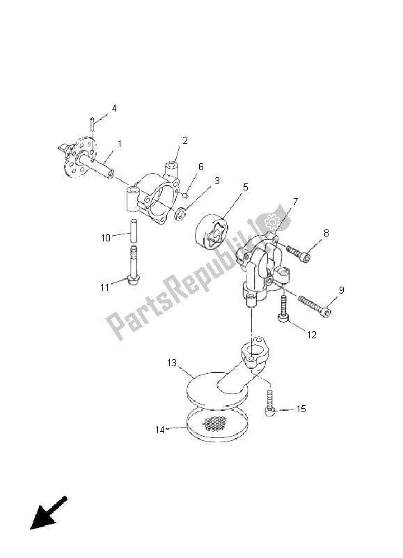 All parts for the Oil Pump of the Yamaha FJR 1300A 2008