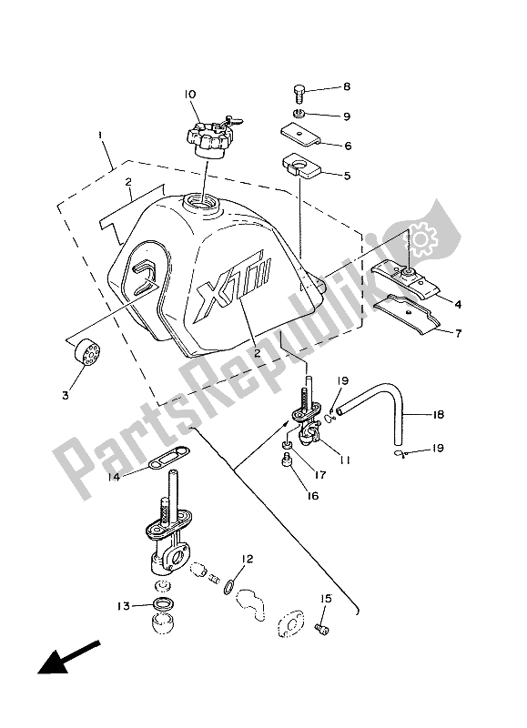 Todas las partes para Depósito De Combustible de Yamaha XT 350 1988