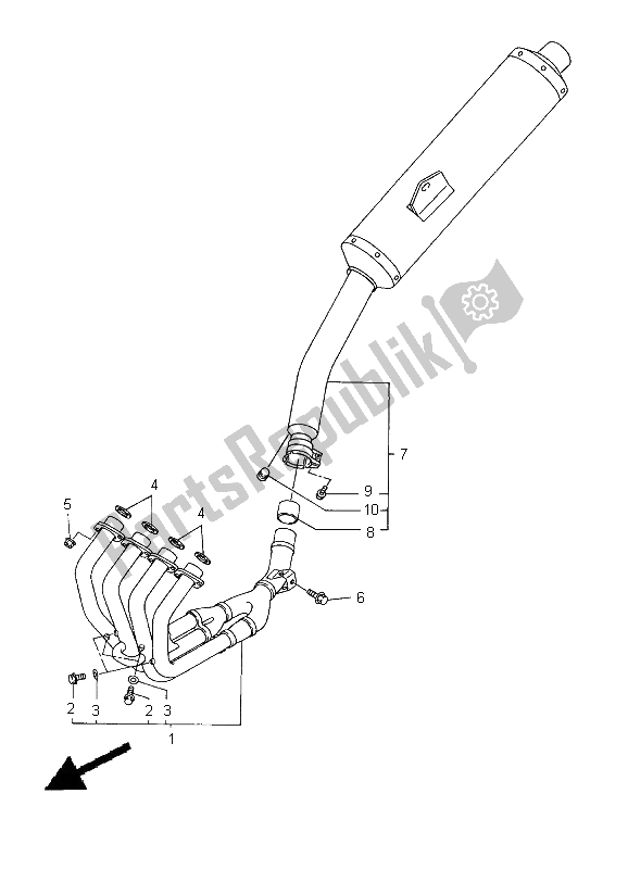 All parts for the Exhaust of the Yamaha YZF R6 600 2000