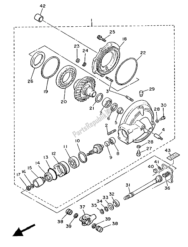 All parts for the Drive Shaft of the Yamaha XV 1000 Virago 1986