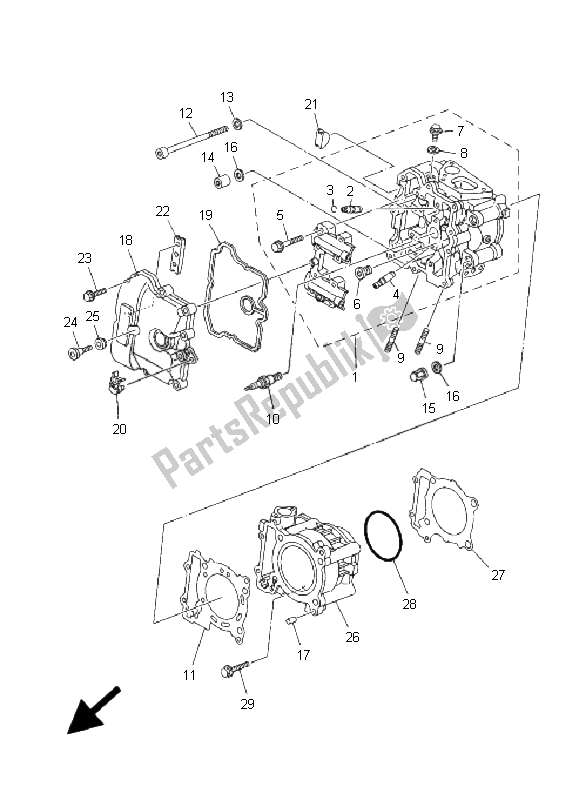 Toutes les pièces pour le Cylindre du Yamaha YP 400 Majesty 2008
