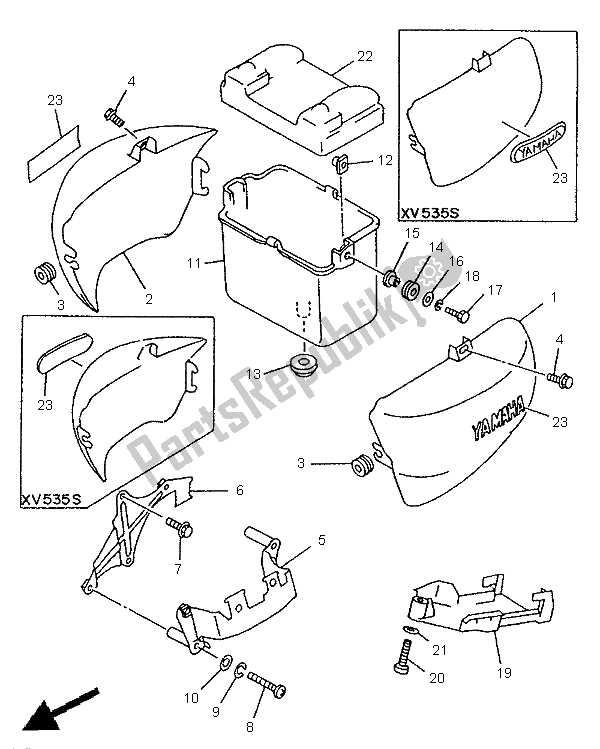 Toutes les pièces pour le Couvercle Latéral du Yamaha XV 535 S Virago 1997