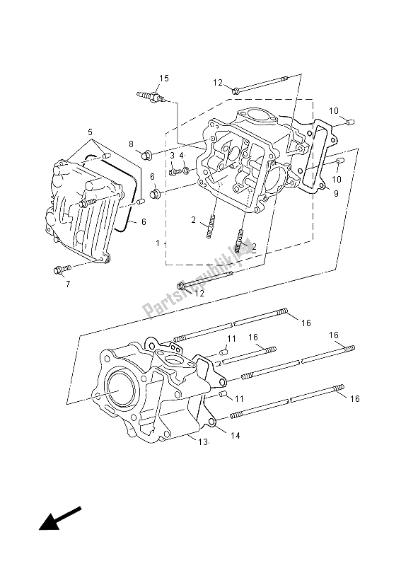 All parts for the Cylinder Head of the Yamaha YN 50F 2012